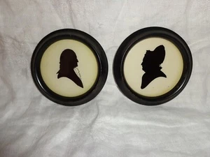 C & A Richards Vintage Paar Silhouetten von George & Martha Washington - Bild 1 von 7
