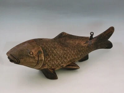 Vintege Japan Jizai-Kagi Holz Karpfen Fisch Deko Irori Fireplate Länge: 46cm - Bild 1 von 4