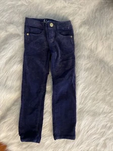 GYMBOREE Sz 4 Slim Girls Navy Blue Corduroy Skinny Fit Pants Metallic - Picture 1 of 4