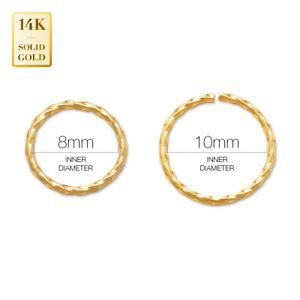 14K REAL Solid Gold Twisted Continuous Septum Body Hoop Ring Nose Cartilage 20G