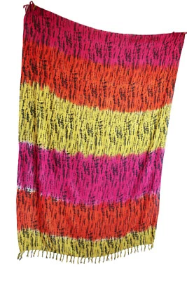 Pink Orange Gelb Batik Strandtuch Schal Sarong/Pareo Badebekleidung Überwurf Neu - Bild 1 von 4