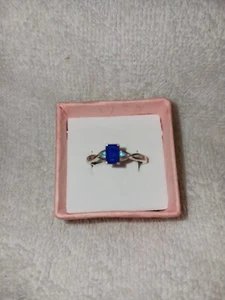 Size 6 Small Sterling Ring Octagon Tanzanian Blue Spinel Neon Apatite (DF) (677) - Picture 1 of 13
