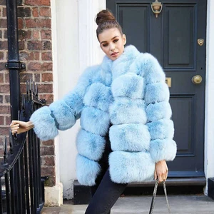 Moda donna agricoltura pelliccia di volpe cappotto giacche caldo spesso abbigliamento esterno cappotto  - Foto 1 di 36