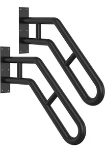 2er Pack!!! Handlauf für Outdoor Haltegriff Wandhalterung 25,8" schwarz 1 -3 Stufen Treppe - Bild 1 von 5