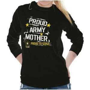 US Army Star Logo Proud Military Mother Mom Long Sleeve T Shirt Tees For Women - Picture 1 of 8