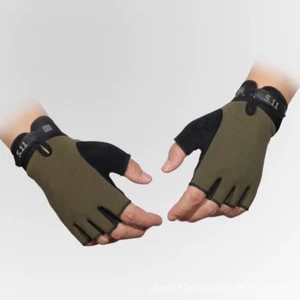Tactical Half Gloves Unisex Lightweight Breathable Outdoor Activities,Army Green - Picture 1 of 3