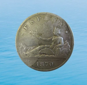 SPAIN 5 PESETAS 1870 SN M PROVISIONAL GOVERMENT SILVER KM 655 #5549# - Picture 1 of 2