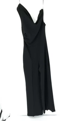 Macacão MNG novo com etiquetas perna larga médio preto sem mangas decote assimétrico - Imagem 1 de 4