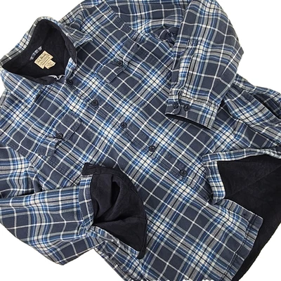 Jaqueta Camisa Masculina LL BEAN Lã Forrada Flanela Grande Ajuste Tradicional Xadrez Azul - Imagem 1 de 4