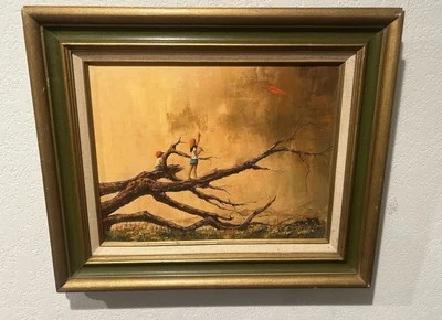 Подписанная Пэт Дутра сюрреализм оригинальная картина маслом на холсте сюрреалистический пейзаж - Изображение 1 из 4