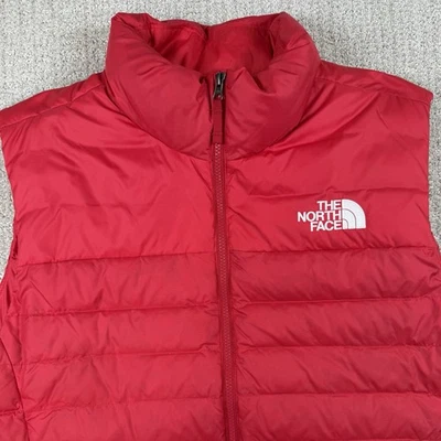 Chaleco acolchado The North Face XL rojo 550 plumón relleno cremallera completa para hombre Foto 1 de 4