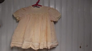 Vintage 1950s Baby Doll Girl Dress Tulle peach sheer overlay lined - Picture 1 of 5
