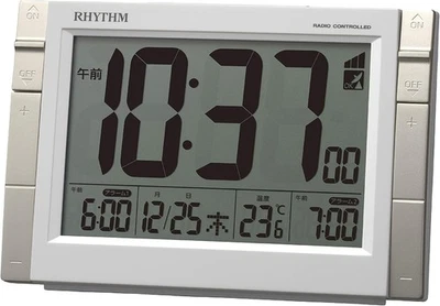 RHYTHM Alarm clock Radio clock Electronic sound alarm Temperature with c - Image 1 of 4