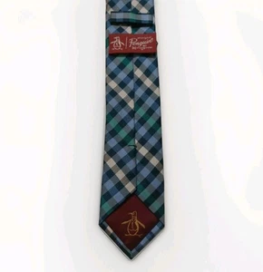 Penguin Plaid Blue 60x2" Skinny Silk Tie - Picture 1 of 3