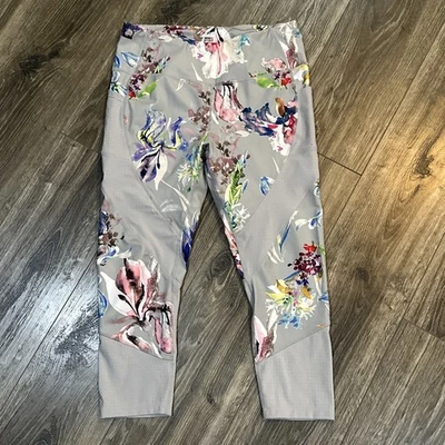 AVIA Acuarela Grande Suave Gris Plata Tiro Alto Floral Leggings Bolsillos Foto 1 de 4