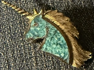 Unicorn Turquoise & Silver Color Pin - Picture 1 of 2