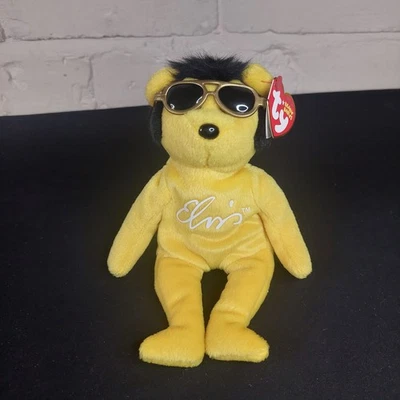 Elvis Ty Beanie Bear. 2008 Solid Gold Beanie Collectable Soft Toy Plush with tag - Image 1 of 4