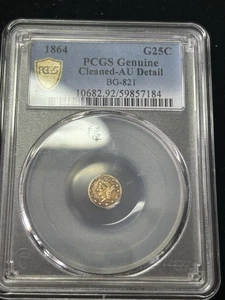 SASA 1864 California Oro 25 Centesimi Pezzi Au Dettagli - Foto 1 di 5