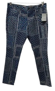 Pilcro and Letterpress Anthropologie Blue Serif Corduroy Pants Bandana Print 32 - Picture 1 of 12