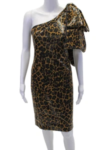 Abito donna Pamella Roland stampa animalier monospalla marrone nero taglia 6 - Foto 1 di 7