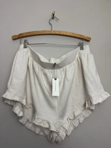 Womens Anthropologie Micro Lounge Shorts Size XL Beige Elastic Waistband Ruffle - Picture 1 of 4