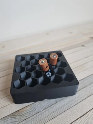 Battery Storage Organizer Block - Holds AA/AAA Batteries - Honeycomb Design - Image 1 of 3