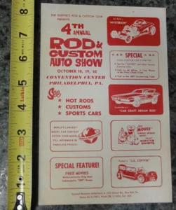 Vintage 4th Annual Rod & Custom Auto Show Philadelphia Pa. Flyer 1970s - Foto 1 di 2