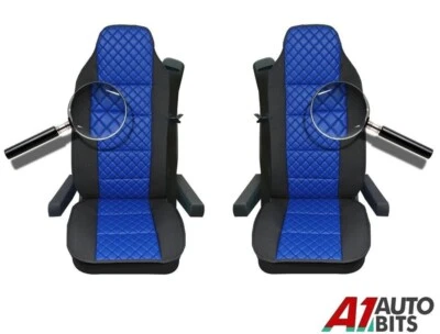 Blue Premium Fabric & Leatherette Seat Covers For Volvo FFH Classic 2019+ Foto 1 de 2