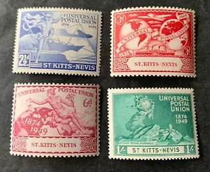 St. Kitts & Nevis 1949 UPU - 4 mint hinged stamps - Michel No. 88-91 - Bild 1 von 2