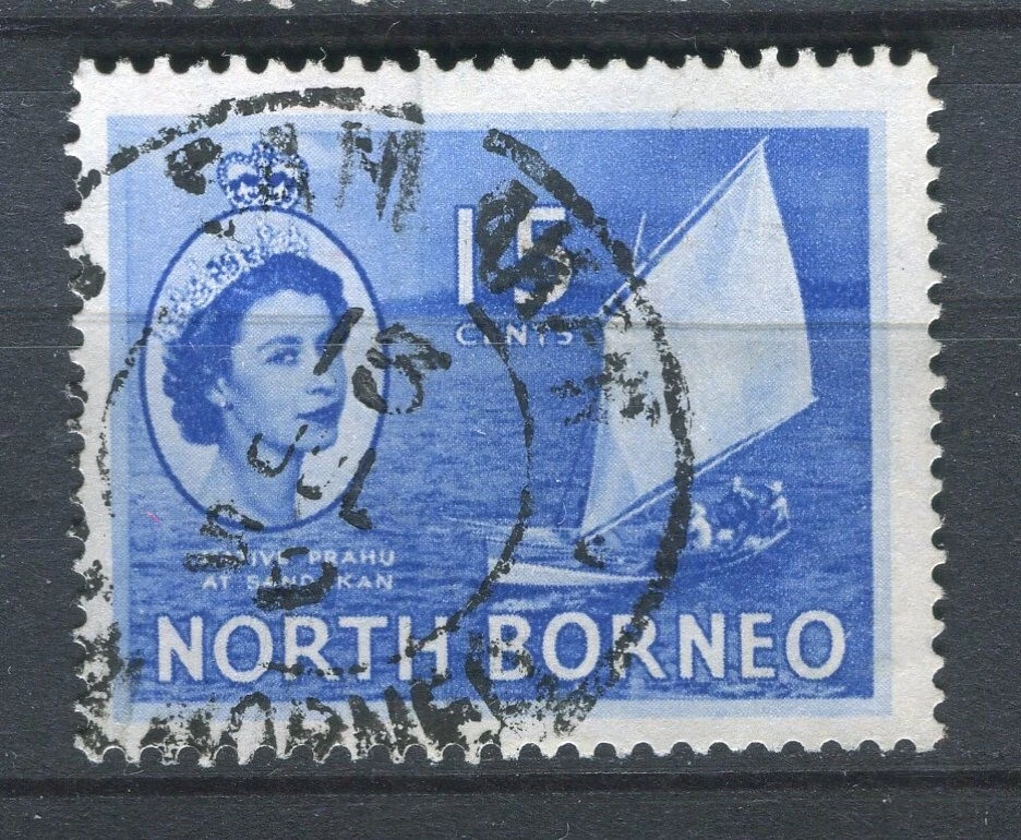 NORTH BORNEO; 1954 early QEII Pictorial issue fine used 15c. value - Image 1 of 1