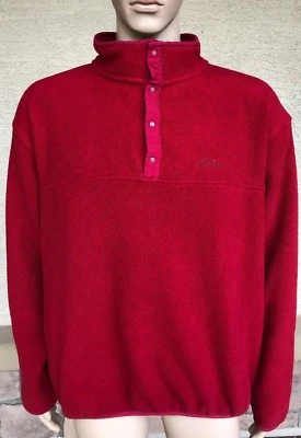 Vintage L.L. Bean 1/4 Snap-T Fleece Jacket Solid Red USA Made Size XLT Tall - Image 1 of 4