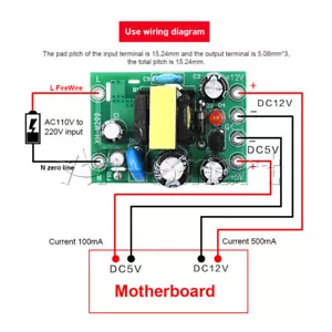 Módulo de fuente de alimentación de conmutación AC-DC aislamiento placa de PCB CA 110-220V a DC12V/5V - Imagen 1 de 4