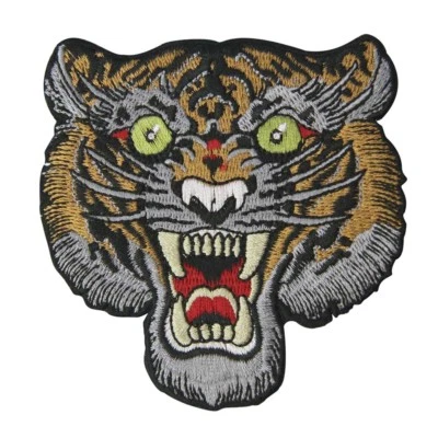 Embroidered Patches Iron Sew On Patch transfers Badges appliques Roaring Tiger - Image 1 of 4