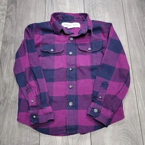 Boys Old Navy Long Sleeve Plaid Button-Up Shirt Size XS (5) Purple - Picture 1 of 6