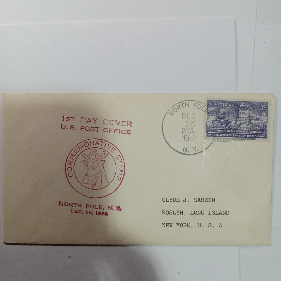 North Pole, New York, USA *1953* First Day Cover *General George S. Patton Jr.* - Image 1 of 1