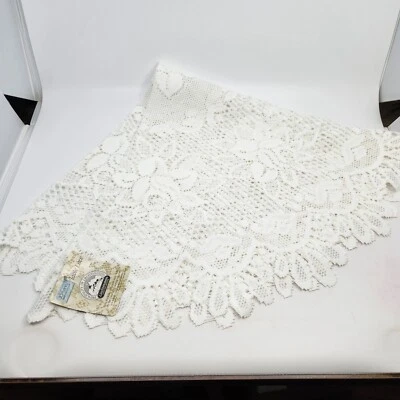 JC Penney Home Collection 36” Round White Table Lace Liechtenstein New With Tags - Image 1 of 4