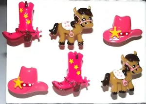 COWGIRL Western Push Pins Thumb Tack - Handmade Decorative Office 6pc Set SALE - Picture 1 of 2
