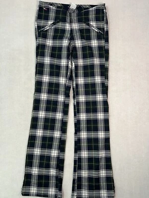 Vtg Tommy Hilfiger Women's Pants Small Plaid Pull On Flare Leg Y2K 2002 Low Rise - Image 1 of 4