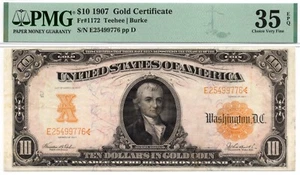 1907 $10 Gold Certificate Large Size Note Fr.1172 -PMG 35 EPQ! $10 In Gold Coin! - Picture 1 of 5
