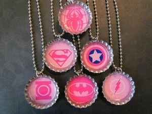 PINK SUPER HERO / 6 necklaces / individually packaged /party supplies / gift - Picture 1 of 1