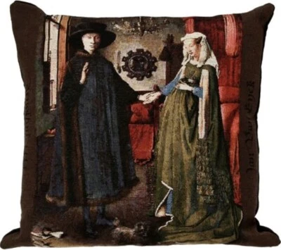 ARNOLFINI BY JAN VAN EYCK, BELGIAN TAPESTRY CUSHION COVER, 18" X 18", 01840 - Image 1 of 4