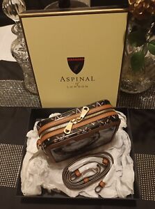 Aspinal of London Chocolate Monogram Camera Bag. Brand New & Boxed