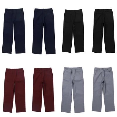 Kids Elastic Waistband Solid Chino Pants Casual School Uniform Pants for Boys - Image 1 of 4