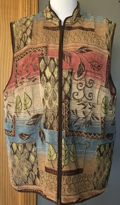 Chaleco Chaqueta Floral Años 90 Alfred Dunner Mujer 16W Beige Jacquard Cremallera Completa Clásico Foto 1 de 4