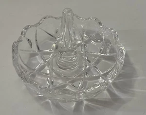 Vintage Clear Cut Glass Ring Jewelry Holder  Organizer Trinket Dish - Picture 1 of 2