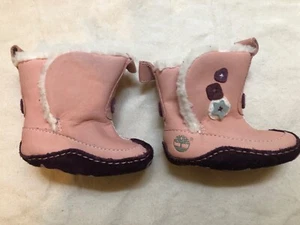 Timberland crib walker boots pink leather size UK1.5/EU17 - Picture 1 of 8