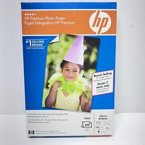 Oryginalny błyszczący papier fotograficzny atramentowy HP Premium - 60 arkuszy 4 x 6 cali zapieczętowany - Zdjęcie 1 z 4
