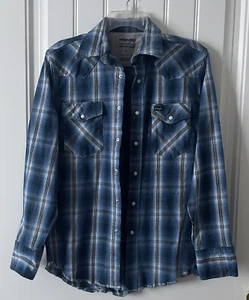 Wrangler Men’s Premium Performance Plaid Work Shirt Size L Blue Advanced Comfort - Bild 1 von 9