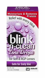 Blink-n-Clean Moisturizing Lens Drops for Soft and RGP Lenses 0.5 Oz Pack of 24 - Picture 1 of 4