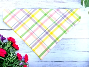Easter Dog Bandana Spring Summer Pastel Plaid OVER THE COLLAR Bandanas Tartan - Picture 1 of 4